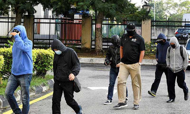 Filepix of five Penang RTD officers who were charged at the sessions court, on July 24, 2019. — Bernama