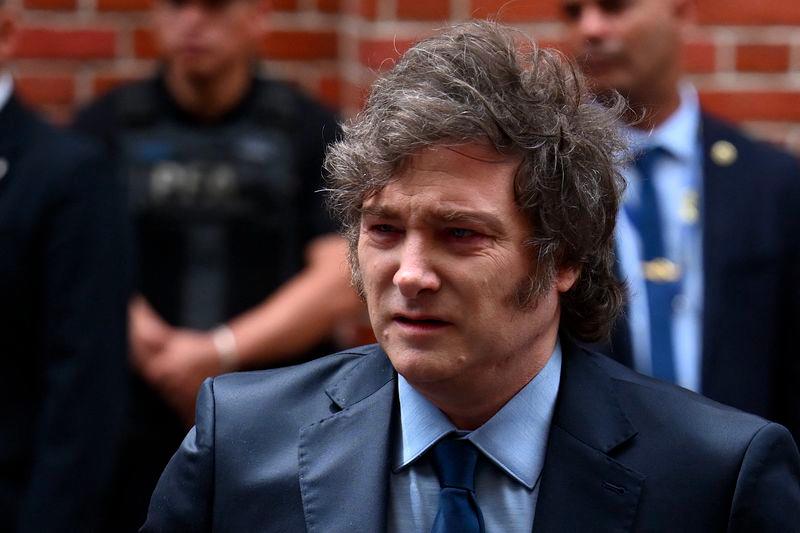 Argentina's President Javier Milei leaves the Holocaust Museum after attending an event to commemorate International Holocaust Remembrance Day in Buenos Aires on January 27, 2025. - AFPPIX