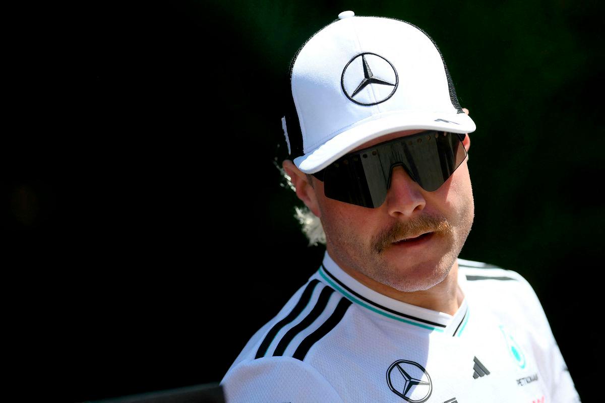 Mercedes’ Finnish reserve driver Valtteri Bottas arrives ahead of the first practice session for the 2025 Emilia Romagna Formula One Grand Prix at the Imola autodrome in Imola.