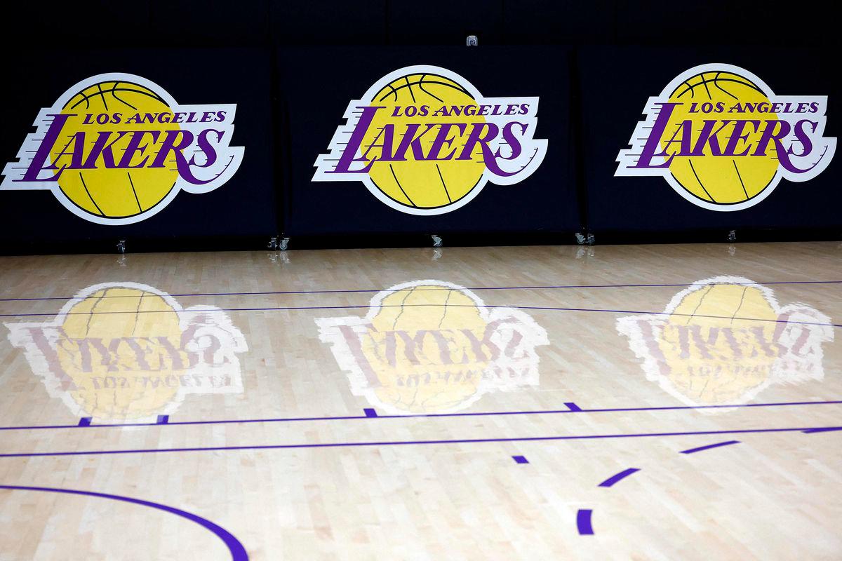 (FILES) The Los Angeles Lakers logo is seen before a press conference at UCLA Health Training Center on September 25, 2024 in El Segundo, California. The Los Angeles Lakers are being sold in a record-breaking $10 billion deal that makes the iconic franchise the highest-valued sports team in US history, ESPN reported on June 18, 2025 - AFPpix
