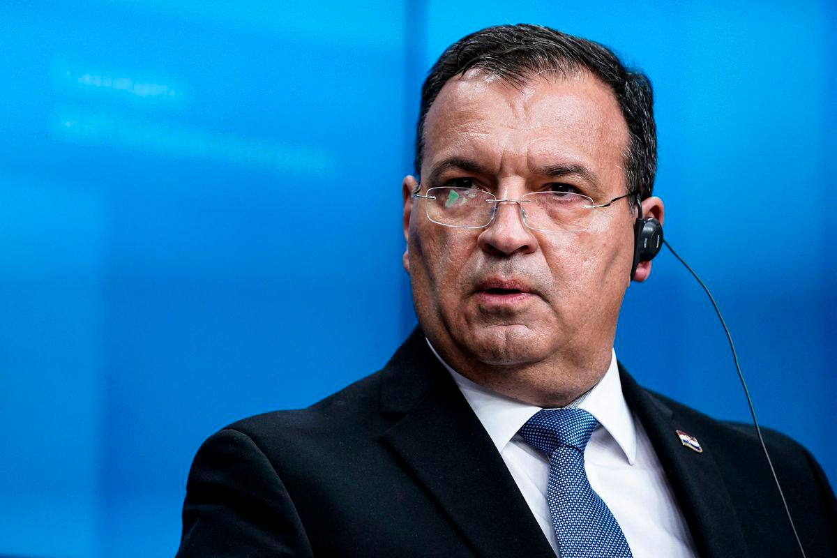 Croatia’s Minister of Health Vili Beros. (Photo by Kenzo TRIBOUILLARD / AFP)