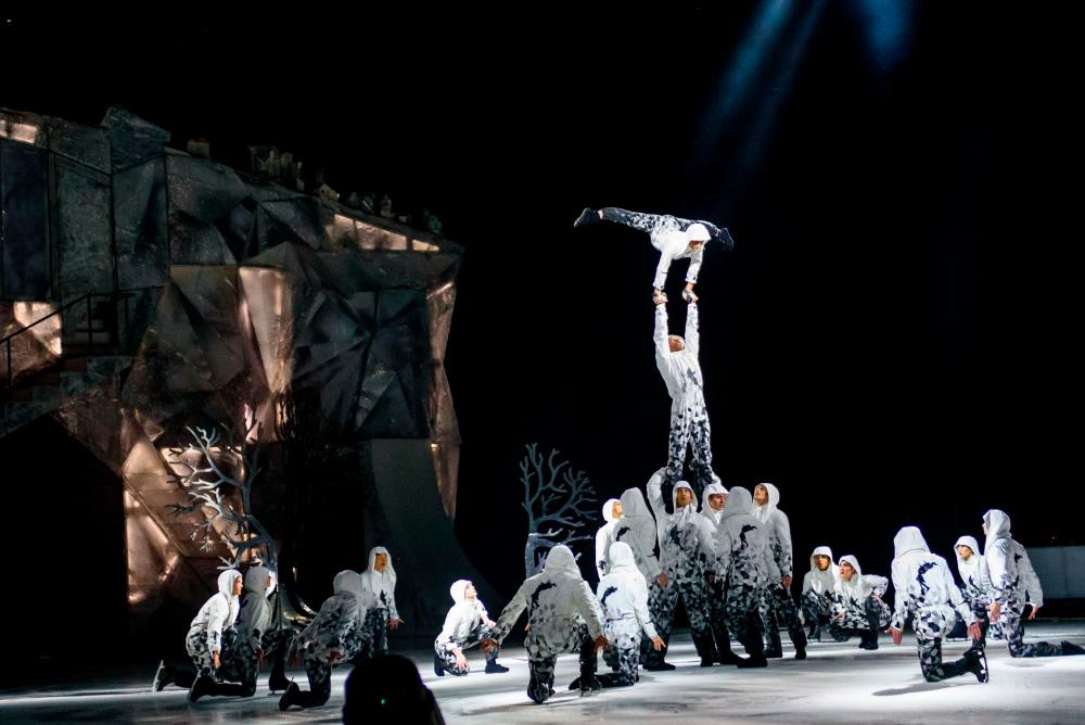In this file photo taken on January 15, 2020 Canadian circus troop “Cirque du Soleil” performs in their acrobatic performance on ice titled CRYSTAL at Arena Riga, Latvia. Cirque du Soleil announced on June 29, 2020 it is filing for bankruptcy protection, as the world’s most famous circus troupe seeks to restructure its debt to survive the coronavirus pandemic. / AFP / Gints Ivuskans