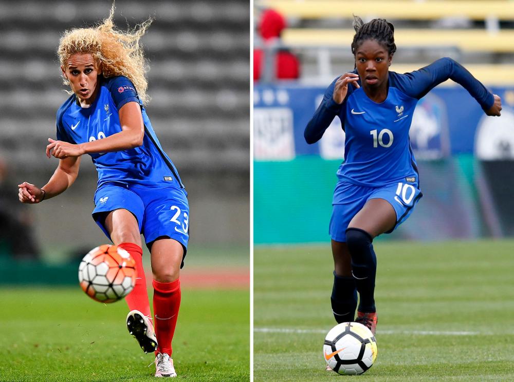 French international footballer Aminata Diallo (right) was charged on September 16, 2022 with “criminal conspiracy” and “aggravated violence” against her former Paris SG team-mate Kheira Hamraoui (left), the Versailles public prosecutor’s office said at the request of AFP. AFPPIX