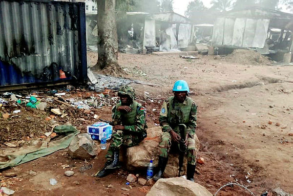 United Nation (UN) peacekeepers are seen at the UN civil base in Beni in the eastern part of the Democratic Republic of Congo on Nov 26. — AFP