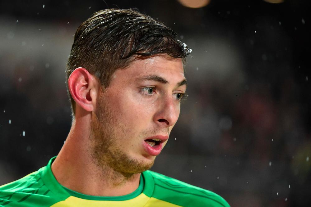 This file photo taken on Nov 25, 2017 shows Nantes' Argentinian Italian forward Emiliano Sala during the French L1 football match between Stade Rennais (Stade Resnais FC) and Nantes (FC Nantes) at The Roazhon Park in Rennes. Cardiff striker Emiliano Sala was on board of a missing plane that vanished from radar off Alderney in the Channel Islands according to French police sources on Jan 22, 2019. — AFP