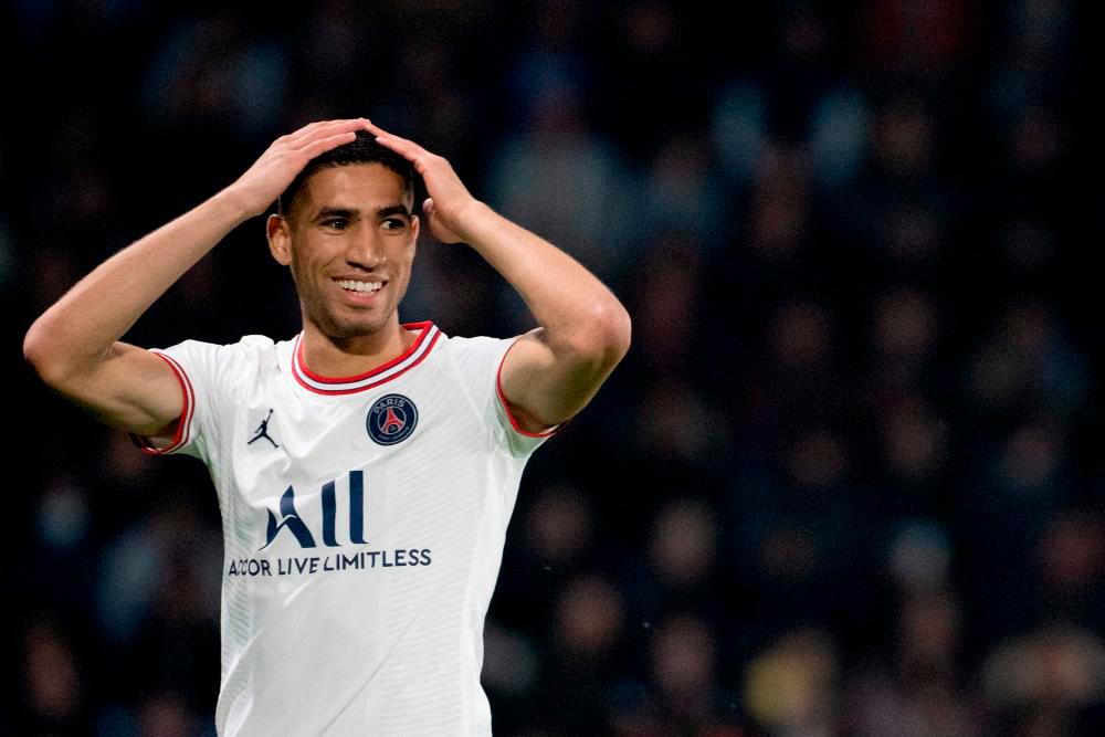 Filepix: Paris Saint-Germain’s Moroccan defender Achraf Hakimi is charged with rape, prosecutors told AFP on March 3, 2023. AFPPIX