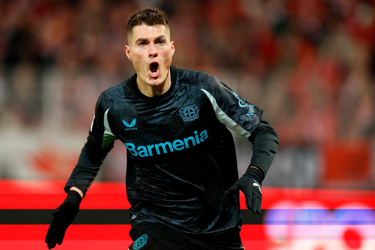 (FILES) Bayer Leverkusen’s Czech forward #14 Patrik Schick. - Odd ANDERSEN / AFP