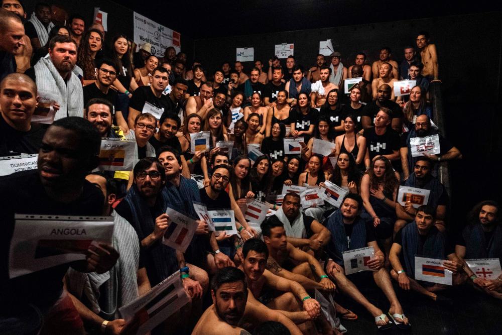 $!FILES) In this file photo taken on November 14, 2019 a group of people from different nationalities participate in the Guinness World Record attempt for the highest number of different nationalities inside a sauna pose for a picture in the Naval Academy Sauna on the island of Suomenlinna, Helsinki, Finland. The sauna tradition in Finland’s has been inscribed on the UNESCO Lists of Intangible Cultural Heritage on December 17, 2020. AFP / Alessandro RAMPAZZO