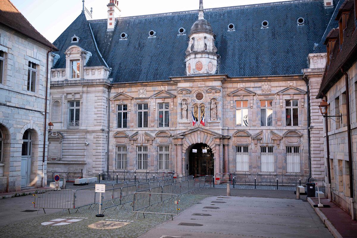 A picture taken on September 7, 2025 shows the facade of Besancon courthouse on the eve of the opening hearing of the trial of French former anaesthetist Frederic Pechier for 30 cases of poisoning, including 12 fatalities. - SEBASTIEN BOZON / AFP