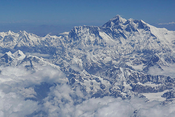 In this file photo taken on April 27, 2019, an aerial view of Mount Everest (centre R) is pictured on a flight from Nepal to Bhutan. — AFP