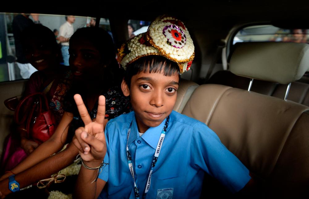 Praggnanandhaa, 16, who in 2016 became the youngest international master in history at age 10, beat Carlsen late on Monday at the Airthings Masters rapid chess tournament. AFPPIX