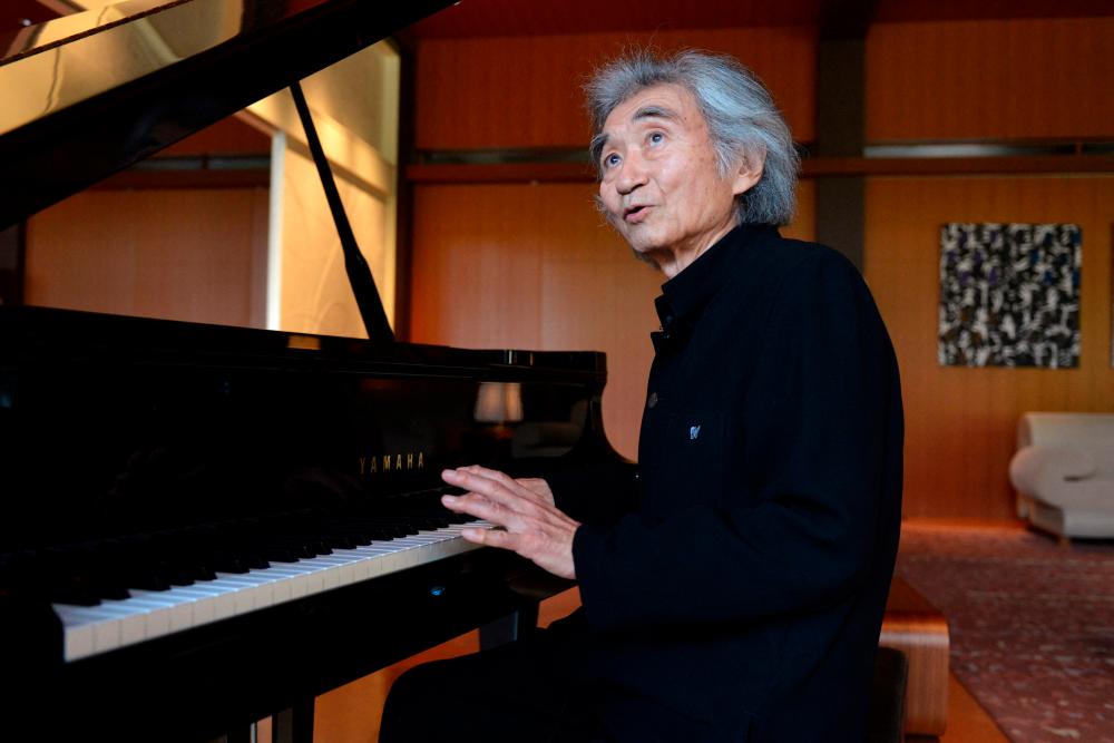 This file photo taken on April 8, 2013 shows Japanese conductor Seiji Ozawa speaking to AFP during an interview at the French ambassador’s official residence in Tokyo. Media reports said on February 9, 2024 that Japanese star conductor Seiji Ozawa has died at the age of 88/AFPPix