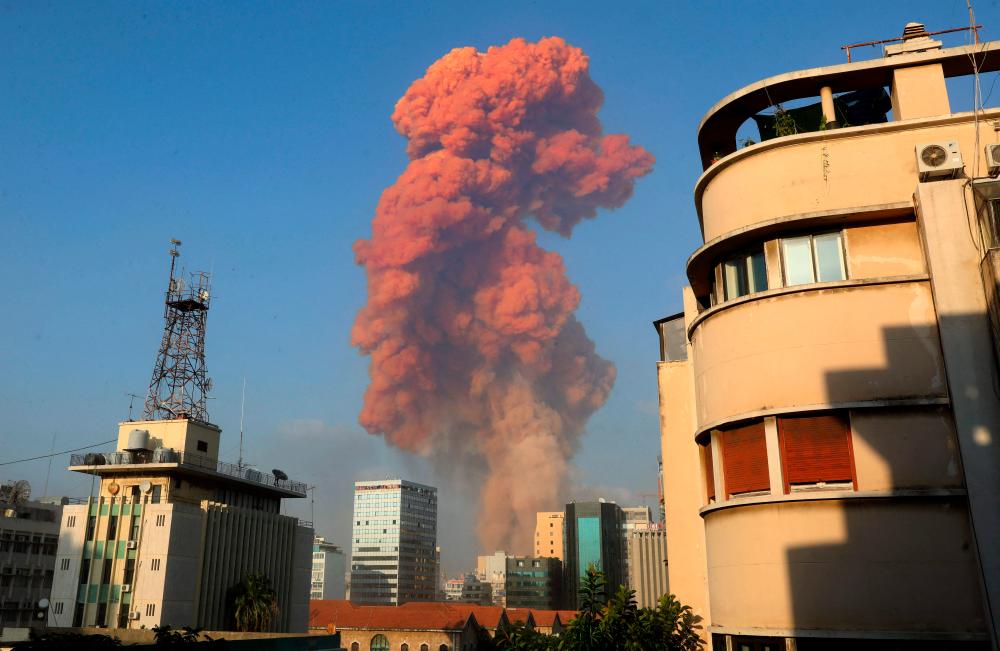 A picture shows the scene of an explosion at Beirut’s port on August 4, 2020. AFPPIX