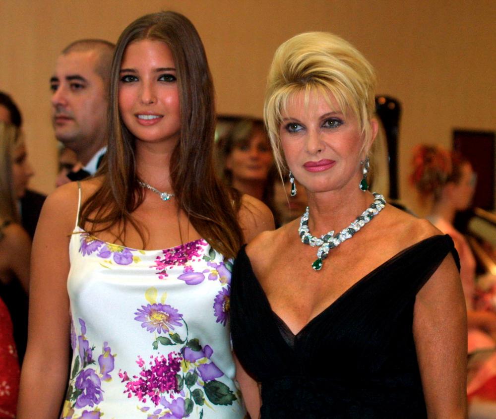FILE PIX: In this file photo taken on August 04, 2001, Ivana Trump (R) and her daughter Ivanka Trump (L) arrive for the traditional Red Cross Ball in Monaco. AFPPIX