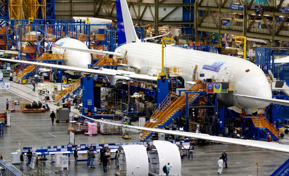 In this file photo taken on June 13, 2012, a Boeing 787 Dreamliner sits on the assembly line at the Boeing Factory in Everett, Washington. AFPpix