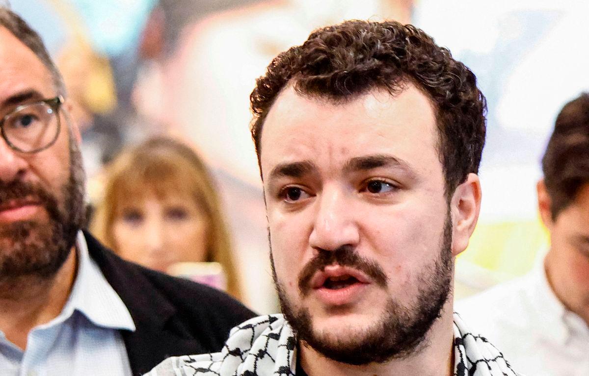 (FILES) Former Columbia Univrsity student Mahmoud Khalil speaks to the press as he arrives at Newark airport in Newark, New Jersey, on June 21, 2025 - AFP