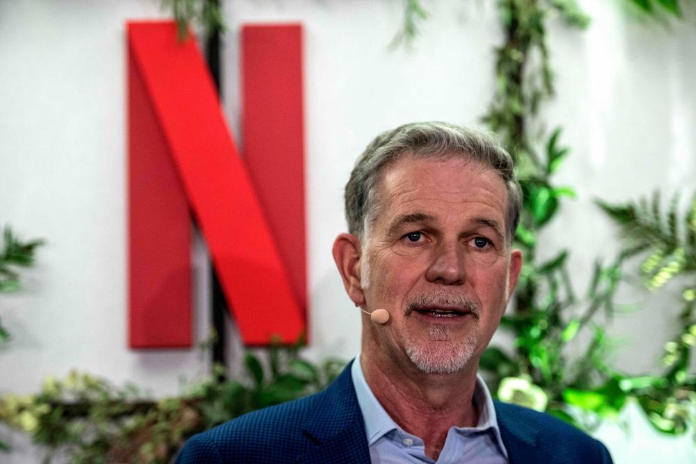 Hastings delivering a speech as he inaugurates the new offices of Netflix France, in Paris on Jan 17, 2020 – AFPpic