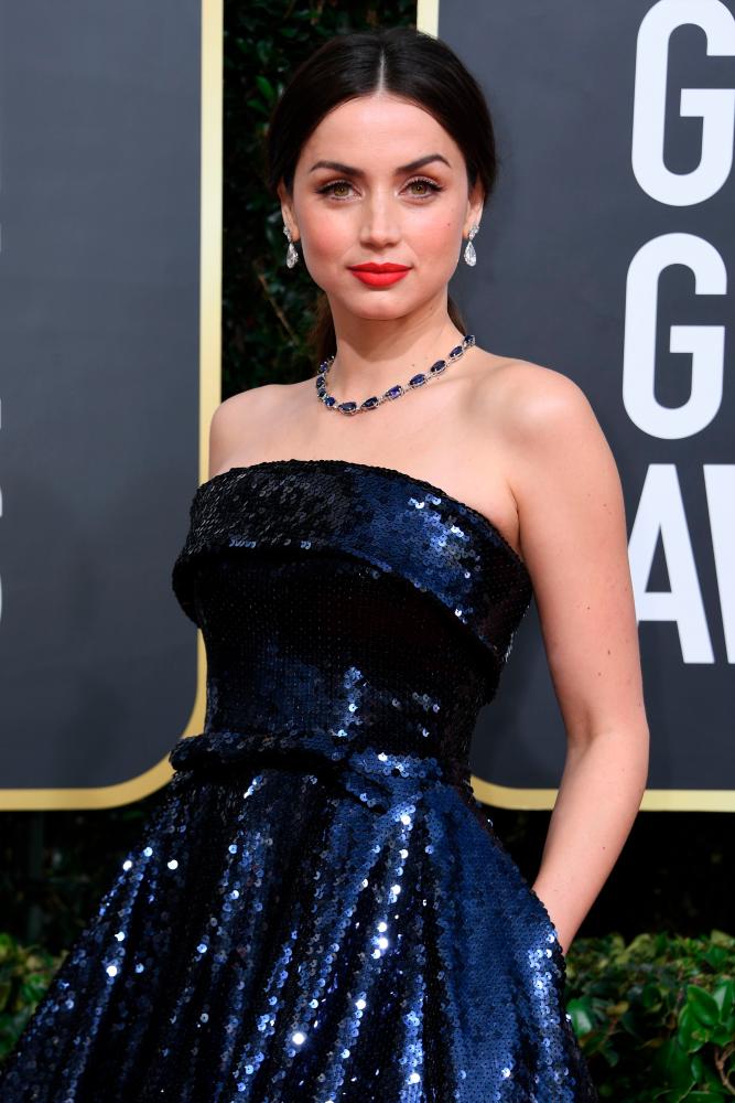 $!In this file photo taken on January 5, 2020 Cuban actress Ana de Armas arrives for the 77th annual Golden Globe Awards at The Beverly Hilton hotel in Beverly Hills, California. / AFP / VALERIE MACON