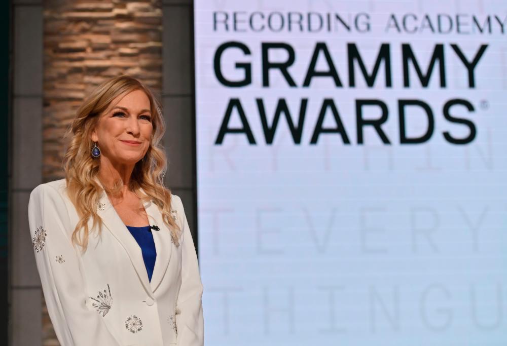 In this file photo Recording Academy president and CEO Deborah Dugan speaks during the 62nd Grammy Awards Nominations Conference at CBS Broadcast Center on November 20, 2019 in New York City. / AFP / Angela Weiss