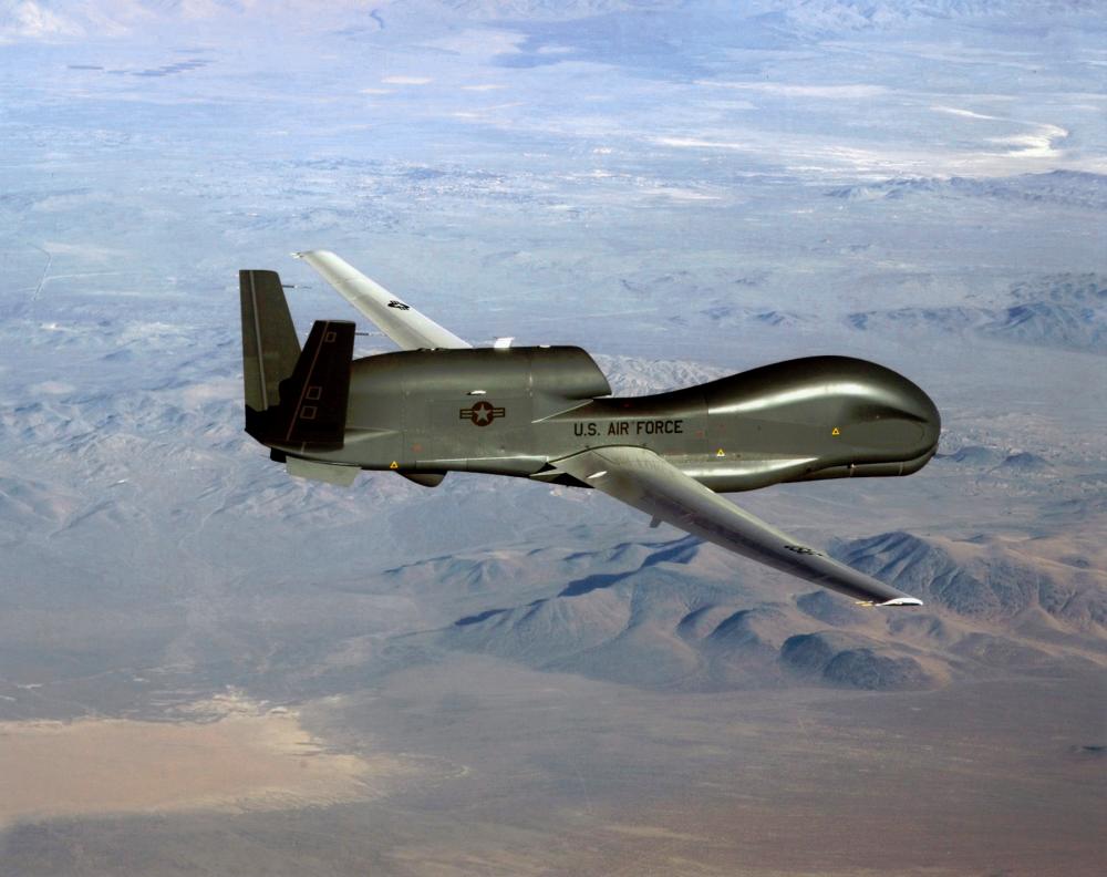 An undated US Air Force file photo released on June 20, 2019 shows a photo of a RQ-4 Global Hawk unmanned surveillance and reconnaissance aircraft. — AFP