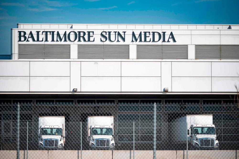 In this file photo taken on March 11, 2021 the Baltimore Sun building is seen in Baltimore, Maryland. -AFP