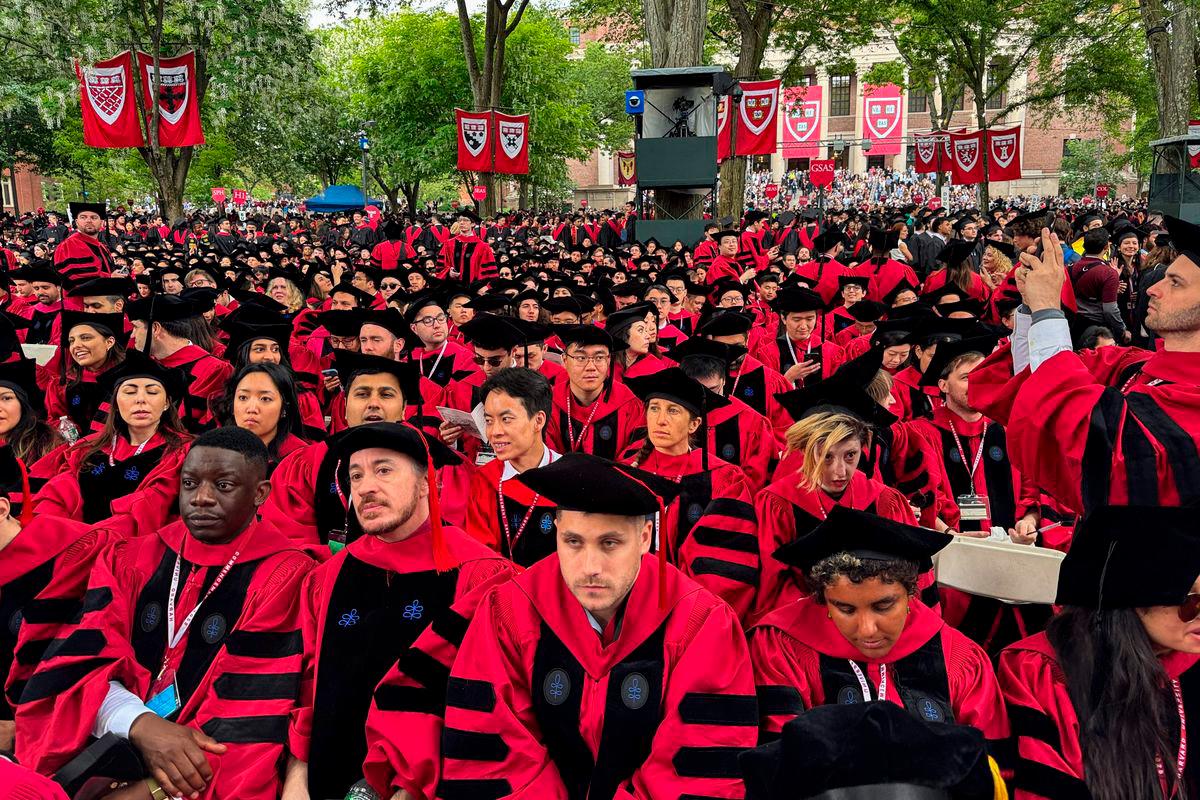 FILEpix: Graduates gather as they attend commencement ceremony at Harvard University in Cambridge, Massachusetts, on May 29, 2025. AFP