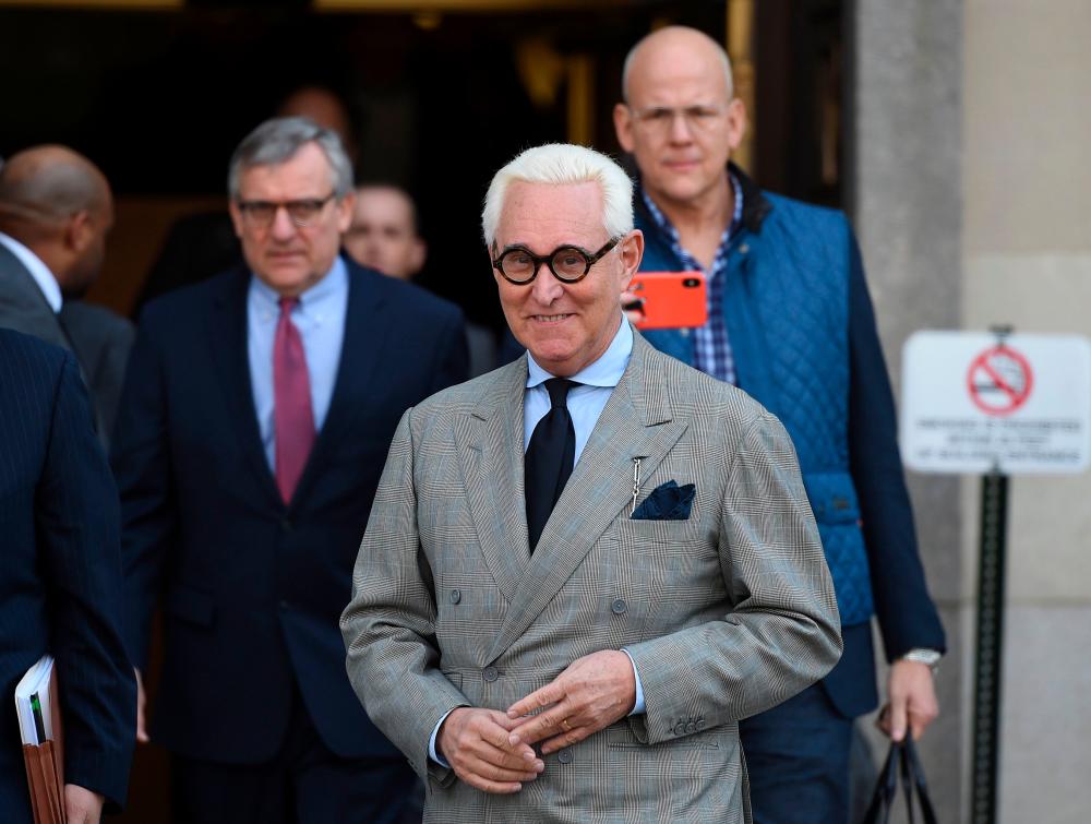 In this file photo taken on March 14, 2019 former advisor to US President Donald Trump, Roger Stone, leaves a court hearing, in Washington DC. — AFP