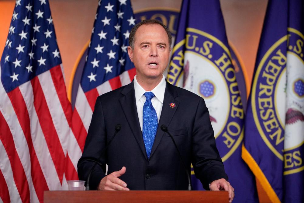 (FILES) In this file photo taken on September 25, 2019 House Intelligence Committee Chair Adam Schiff speaks at the US Capitol in Washington, DC. – AFP