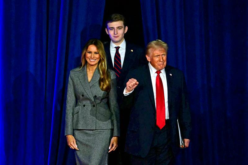 Donald Trump with his wife Melania Trump and his son Barron Trump - AFPpix