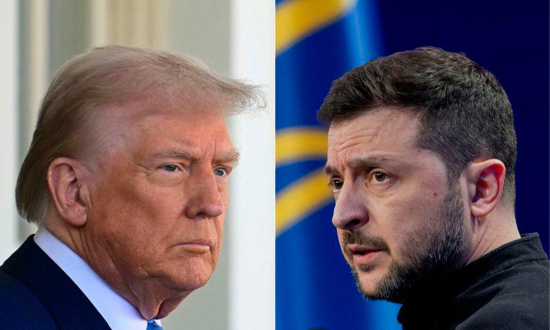 This combination of pictures created on February 25, 2025 shows US President Donald Trump (L) on February 24, 2025, and Ukraine’s President Volodymyr Zelensky (R) on February 23, 2025. AFPpix
