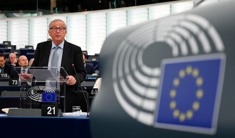 European Commission President Jean-Claude Juncker gestures as he speaks during a debate on Brexit at the European Parliament in Strasbourg, northeastern France on September 18, 2019. — AFP