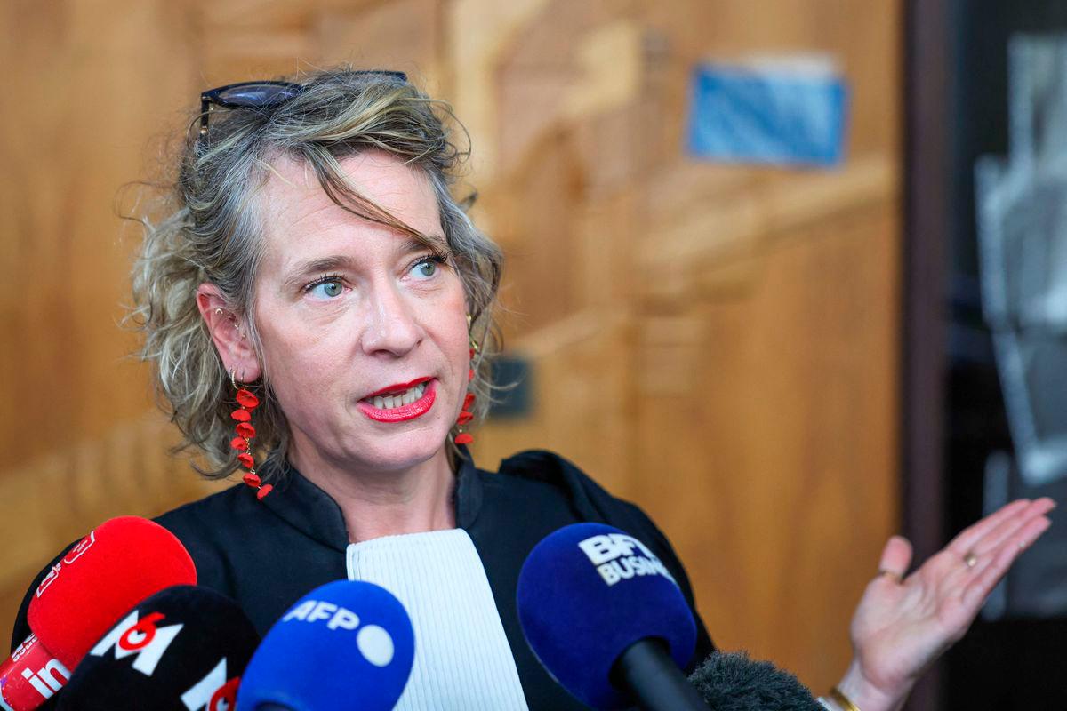 Lawyer for five victims and Solidaires informatique, Maude Beckers answer journalist after the trial of French video game publisher Ubisoft Entertainment former executives for harrasment and sexual assault at the courthouse in Bobigny, suburb of Paris, on June 2, 2025. (Photo by Xavier GALIANA / AFP)