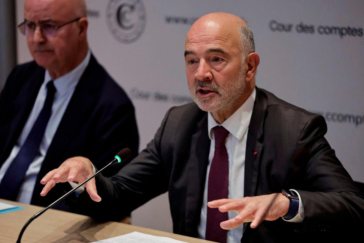 French Court of Audit (Cour des comptes) first President Pierre Moscovici speaks during the Court of Auditors' report presentation of the Paris 2024 Olympic Games, in Paris on September 25, 2025. - AFP