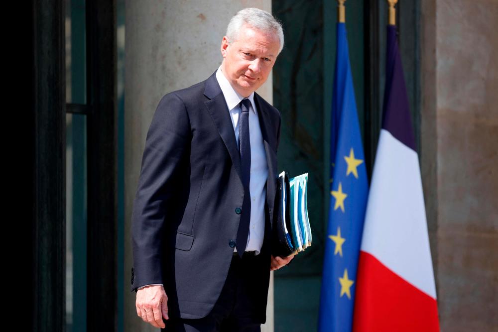 French Minister for the Economy and Finances Bruno Le Maire leaves after a weekly cabinet meeting at the Elysee Palace in Paris, on June 7, 2023. AFPPIX