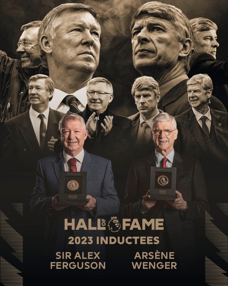 Sir Alex Ferguson and Arsene Wenger are the first two inductees of the 2023 Premier League Hall of Fame. Pix credit: Twitter/@premierleague