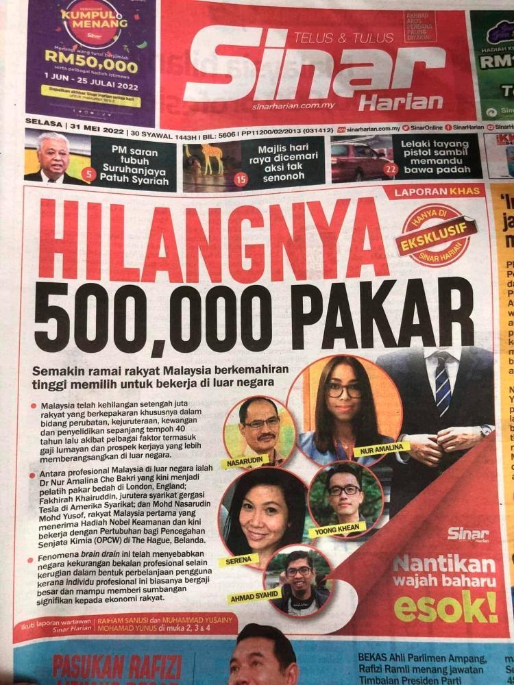 Malaysia’s brain drain is dire. - TWITTER
