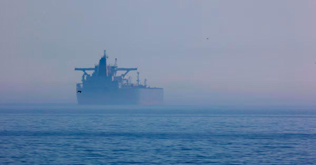 A view shows Panama-flagged vessel “Eventin” off the shore of Sassnitz, Germany, April 16, 2025. REUTERS/Tobias Schlie
