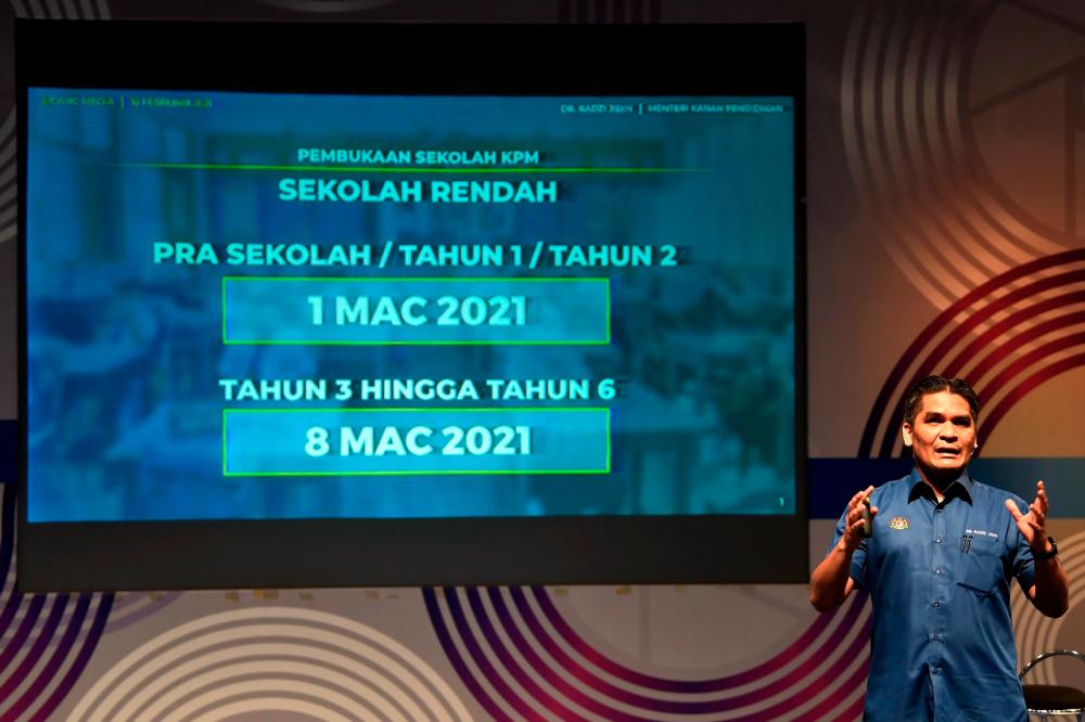 Senior Education Minister Senator Datuk Dr Radzi Jidin at a media conference on Feb 19. - Bernama