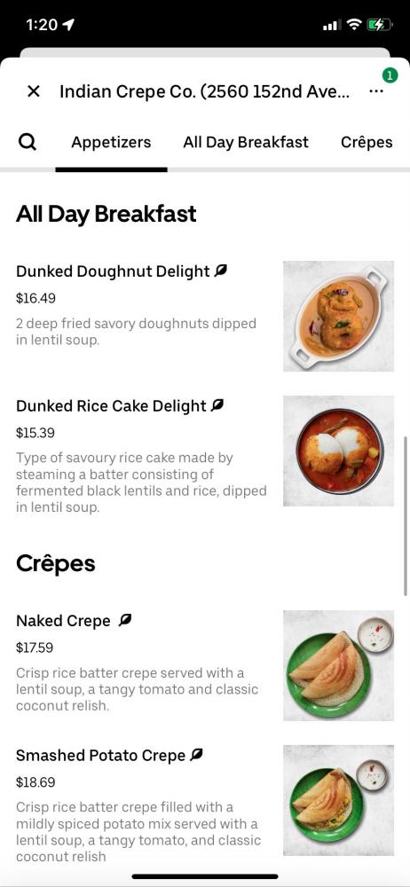 The restaurant’s menu. — INIKA