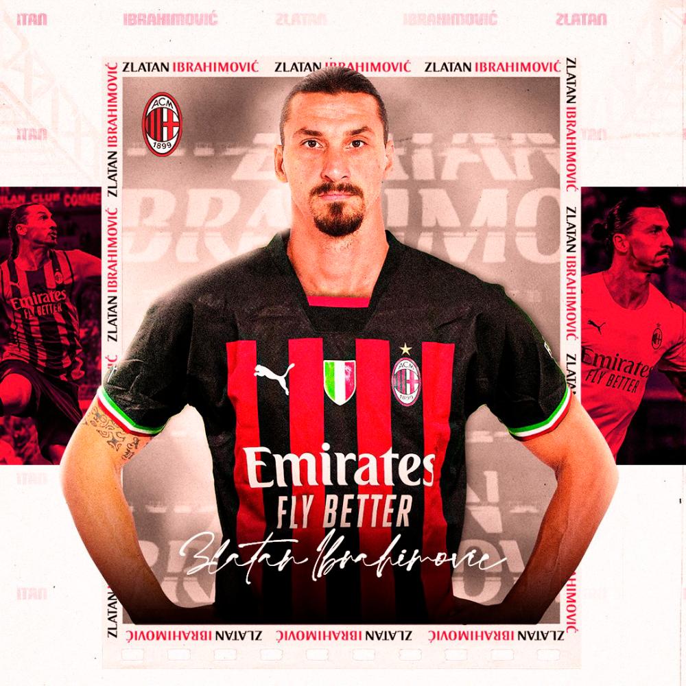 Zlatan Ibrahimovic will stay at AC Milan for at least one more year after the veteran striker signed a new one-year contract with the Italian champions on Monday. Credit: Twitter/@acmilan