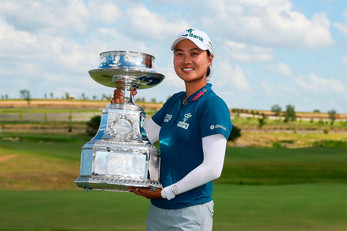 Minjee Lee of Australia poses with the trophy after winning the KPMG Women’s PGA Championship 2025 at Fields Ranch East at PGA Frisco on June 22, 2025 in Frisco, Texas - AFPpix