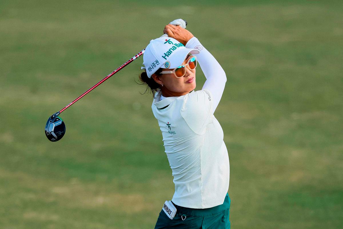 Minjee Lee of Australia hits a tee shot on the 18th hole during the third round of the KPMG Women’s PGA Championship 2025 at Fields Ranch East at PGA Frisco on June 21, 2025 in Frisco, Texas - AFPpix