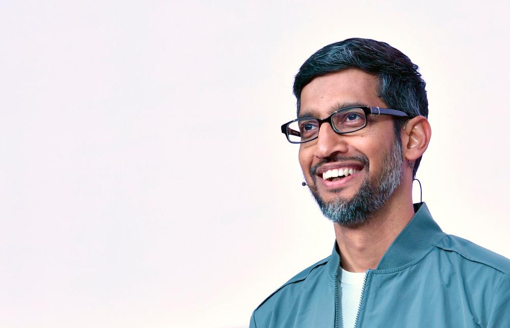 (FILES) In this file photo taken on May 7, 2019, Google CEO Sundar Pichai speaks during the Google I/O keynote session at Shoreline Amphitheatre in Mountain View, California. Pichai will assume the CEO role at parent firm Alphabet in a shakeup at the top of the Silicon Valley titan, the company said on December 3, 2019. Pichai will take over from Larry Page, a co-founder of the internet firm, at the parent company which includes Google as well as units focusing on other bets in areas including self-driving cars and life sciences. / AFP / Josh Edelson