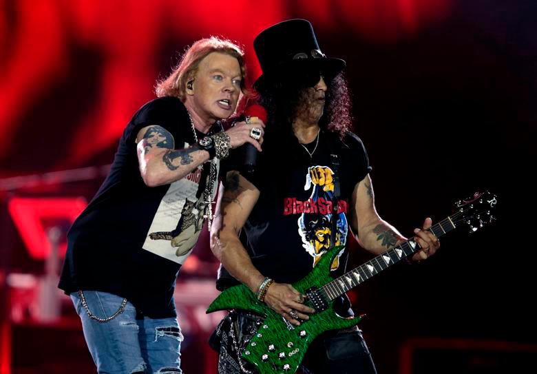 Axl Rose and Slash, lead singer and lead guitarist of U.S. rock band Guns N’ Roses, perform during their “Not in This Lifetime... Tour” at the du Arena in Abu Dhabi, United Arab Emirates November 25, 2018. REUTERSPIX