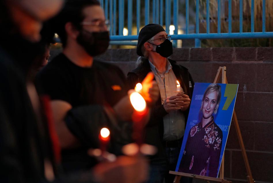A candlelight vigil for Hutchins in New Mexico. - AP