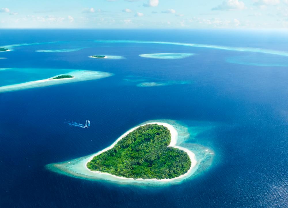 The Heart-shaped Island is one of many beautiful natural wonders in Maldives