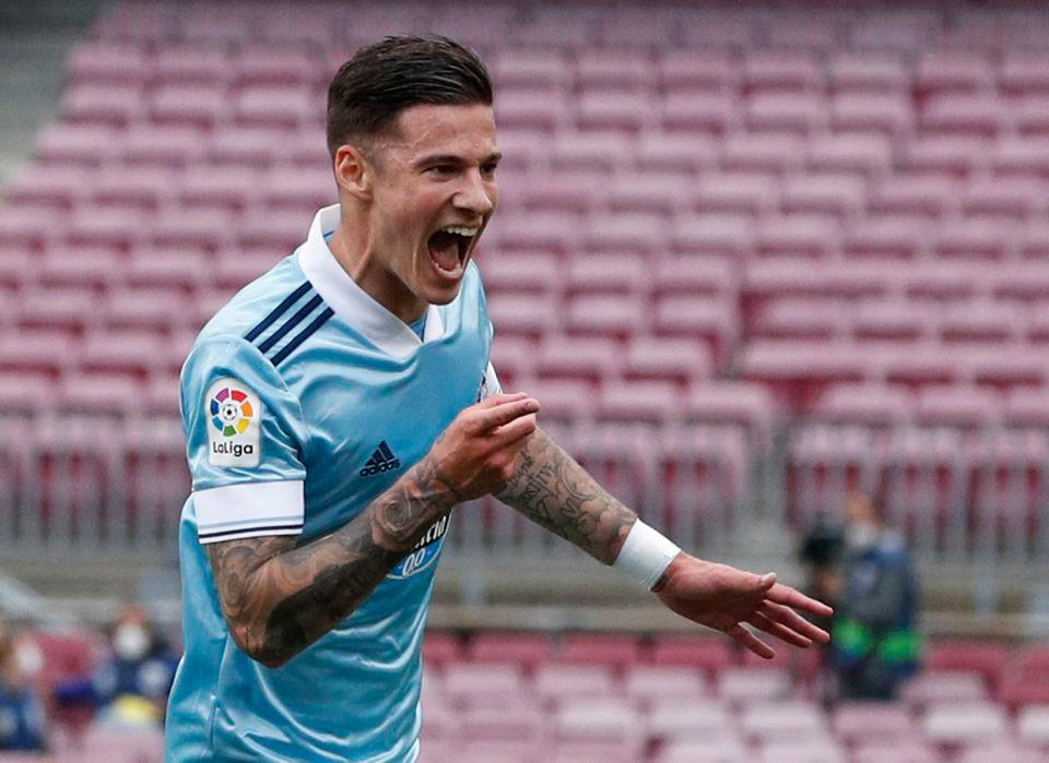 Soccer Football - La Liga Santander - FC Barcelona v Celta Vigo - Camp Nou, Barcelona, Spain - May 16, 2021 Celta Vigo’s Santi Mina celebrates scoring their first goal REUTERSPIX