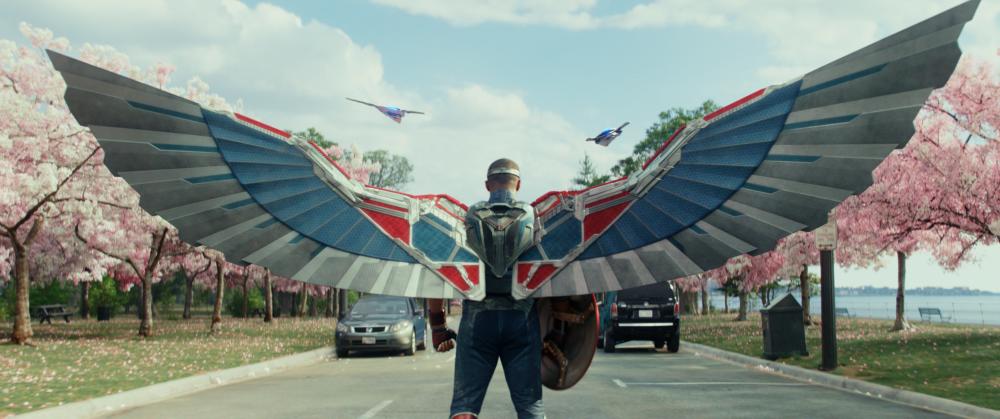 $!The iconic wings gleams as the new Captain America stand tall, ready to take on anything.