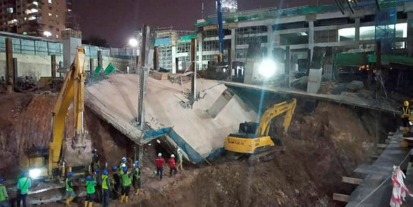 A construction collapse at Bukit Bintang City Centre, the former site of the Pudu Jail. Picture from Jan 28, 2019. — BBXpress