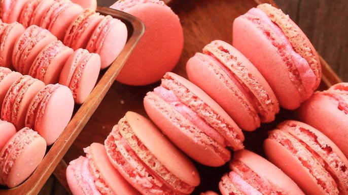 $!Macarons with crisp shells and smooth peppermint buttercream are a pastel pink delight. – PIC FROM YOUTUBE @HAFSAKITCHAN